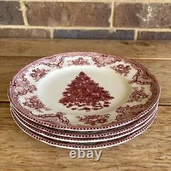 4 Johnson Brothers Old Britain Castles Pink Christmas 8 Salad Plates