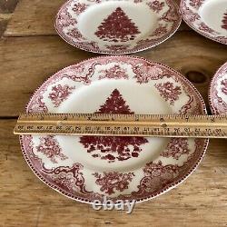 4 Johnson Brothers Old Britain Castles Pink Christmas 8 Salad Plates