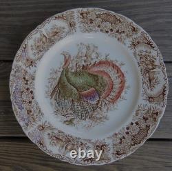 4 Johnson Brothers Windsor Ware Wild Turkeys Native American Dinner Plates