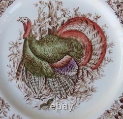 4 Johnson Brothers Windsor Ware Wild Turkeys Native American Dinner Plates