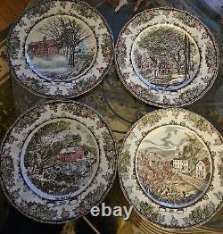 4 Johnson Brothers friendly village dinner plates dated