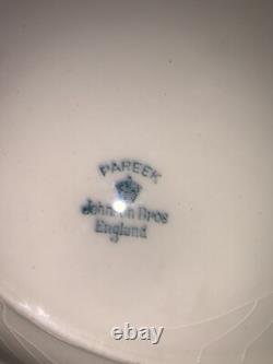 4 Mirrored Johnson Bros England Pareek Silver Platinum Luster Dinner Plates