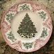 4 Nwt Johnson Bros Old Britain Castles Pink Dinner Plates Christmas Tree 10 1/2
