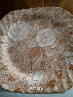 4 Tiffany Brown And White Salad Plates By Johnson Bros Liberty Pattern 7 1/2