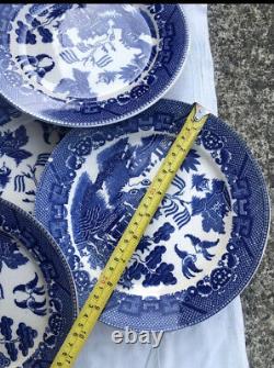 4 Vintage Japanese Johnson Bros Blue Willow Plates