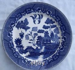 4 Vintage Japanese Johnson Bros Blue Willow Plates