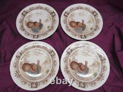 4 Vintage Johnson Bros England Turkey Barnyard King 10.75 Dinner plates