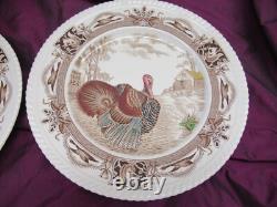 4 Vintage Johnson Bros England Turkey Barnyard King 10.75 Dinner plates