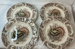 4 Vintage Johnson Bros England Wild Turkey Native American 10.75 Dinner plates