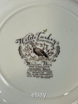 4 Vintage Johnson Bros England Wild Turkey Native American 10.75 Dinner plates