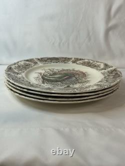 4 Vintage Johnson Bros England Wild Turkey Native American 10.75 Dinner plates