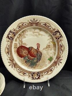 4 Vintage Johnson Brothers Barnyard King Turkey Thanksgiving 10.75 Dinner Plates