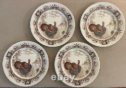 4 Vintage Johnson Brothers Barnyard King Turkey Thanksgiving 10 Dinner Plates