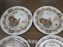 4 Vtg Johnson Brothers Barnyard King Turkey Thanksgiving Dinner Plates 10 3/4