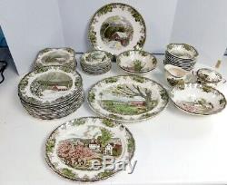 59 Pc Johnson Brothers Friendly Village Service for 12 Dinnerware Plates