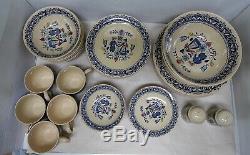 59 Piece set of Johnson Bros Old Granite Hearts and Flowers Dinnerware