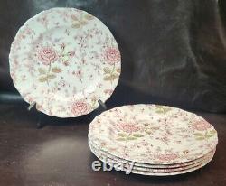 (5) 1930s Johnson Bros Rose Chintz Dinner Plates, EUC, 9 7/8 D, Charming