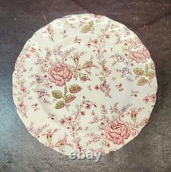 (5) 1930s Johnson Bros Rose Chintz Dinner Plates, EUC, 9 7/8 D, Charming