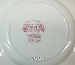(5) 1950s Johnson Bros Rose Chintz Dinner Plates, EUC, 10 D, Charming