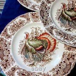 5 Johnson Bros Windsor Ware Wild Turkeys 10 3/4 Dinner Plates Native American