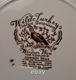5 Johnson Bros Windsor Ware Wild Turkeys 10 3/4 Dinner Plates Native American
