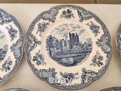 5 Johnson Brothers Blue Old Britain Castles Dinner Plates 10 Excl. Cond