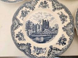 5 Johnson Brothers Blue Old Britain Castles Dinner Plates 10 Excl. Cond