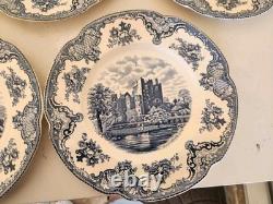 5 Johnson Brothers Blue Old Britain Castles Dinner Plates 10 Excl. Cond
