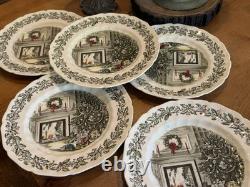 5 Johnson Brothers England Merry Christmas Dinner Plates Holiday Scene