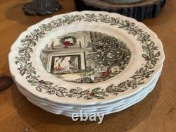 5 Johnson Brothers England Merry Christmas Dinner Plates Holiday Scene