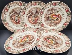 5 Johnson Brothers His Majesty Dinner Plate Set Vintage Turkey England Retro Lot