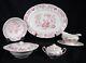 5 Pc Vintage Johnson Bros Red Floral Porcelain Malvern Windsor Ware Hostess Set