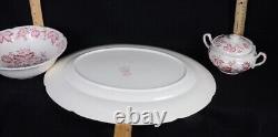 5 Pc Vintage JOHNSON BROS Red Floral Porcelain MALVERN Windsor Ware HOSTESS SET