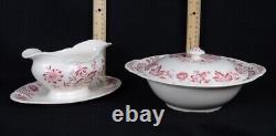 5 Pc Vintage JOHNSON BROS Red Floral Porcelain MALVERN Windsor Ware HOSTESS SET