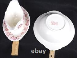 5 Pc Vintage JOHNSON BROS Red Floral Porcelain MALVERN Windsor Ware HOSTESS SET