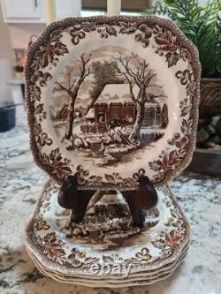 5 Vintage Johnson Bros Country Life 7.75 Square Salad Plates RARE 1979