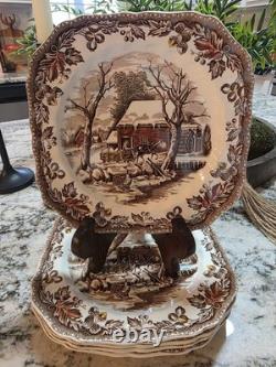 5 Vintage Johnson Bros Country Life 7.75 Square Salad Plates RARE 1979