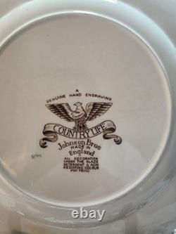 5 Vintage Johnson Bros Country Life 7.75 Square Salad Plates RARE 1979