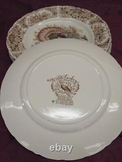 5 Vintage Johnson Bros England Wild Turkey Native American 10.75 Dinner plates