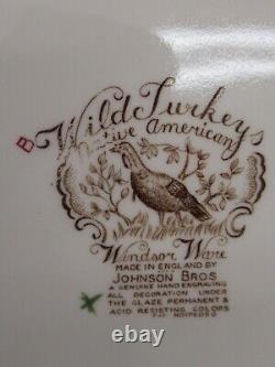 5 Vintage Johnson Bros England Wild Turkey Native American 10.75 Dinner plates