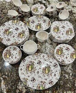 64pc AUTUMNS DELIGHT JOHNSON BROS Complete Service For 8 Dinner Plates Bowls +++