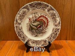 6 Johnson Bros Wild Turkeys Native American Windsor Ware Dinner Plates10 5/8