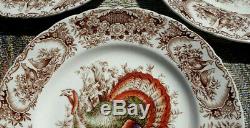 6 Johnson Bros Windsor Ware England Wild Turkey Native American Dinner Plates