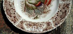 6 Johnson Bros Windsor Ware England Wild Turkey Native American Dinner Plates