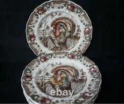 6 Johnson Brothers HIS MAJESTY Turkey Dinner Plates Thanksgiving 10 5/8 Wide