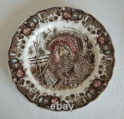 6 Johnson Brothers HIS MAJESTY Turkey Dinner Plates Thanksgiving 10 5/8 Wide