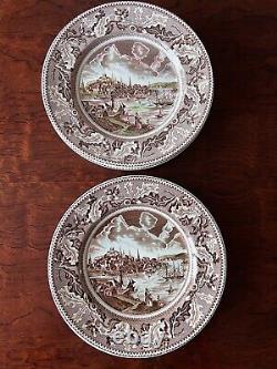 6 Johnson Brothers Historic America View of Boston Dinner Plate Brown England
