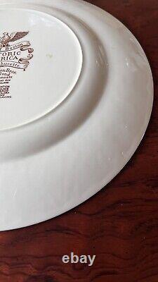 6 Johnson Brothers Historic America View of Boston Dinner Plate Brown England