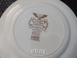 6 Johnson Brothers Historic America View of Boston Dinner Plates Brown England