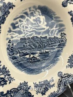 6 Johnson Brothers OLD BRITAIN CASTLES BLUE 8 3/4 Rim Soup Bowls England MINT